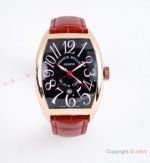 Replica Franck Muller Men's Black Casa Rose Gold Leather Strap Auto Watches